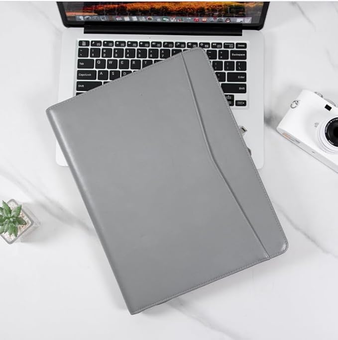 Calfinder Portfolio Binder with Zipper, Vegan Leather Padfolio for Women and Men, Business Portfolio Organizer Folder, Business Padfolio with A4 Writing Pad holder, Resume folder,Portfolio Binder Organizer