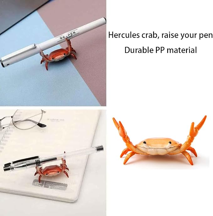 1Pc Red Desk Crab Pen Holder, Creative Weightlifting Crab Pen Stand, Funny Desk Decor Supplies Holders, Pencil Holders