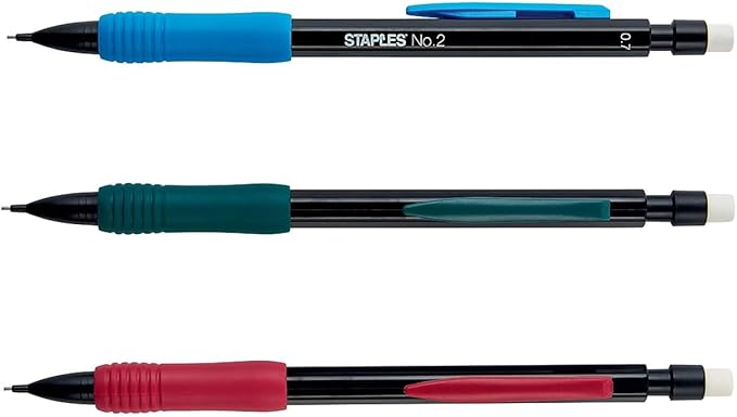 STAPLES Mechanical Pencils, #2 Soft Lead, 12 Pack – Smooth‑Writing Pencils for Office, School & Exams