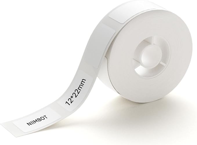 NIIMBOT Label Maker Tape for D11/D110/D101 Label Maker, 12 x 22 mm (0.47'' x 0.87'') for Home Office Labeling Tape Replacement, White