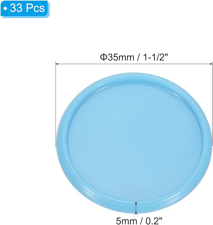 PATIKIL 35mm 1-1/2" Light Blue Plastic Round Book Binding Discs, 33 Pcs Discbound Expansion Discs Plating Round Binder Rings for DIY Notebook Planner