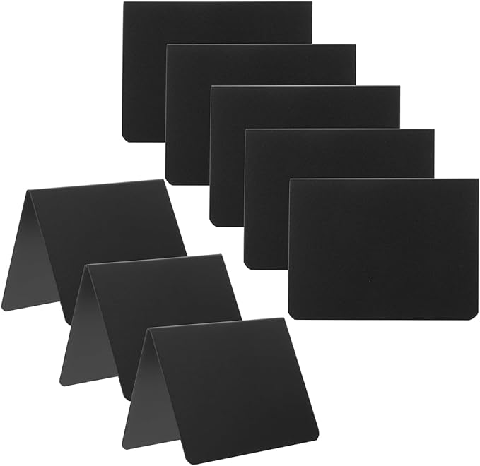 VILLCASE 20 Pack Mini Chalkboard Signs for Food - L-Shaped Table Tents with 2 Liquid Markers and Cloths - Double Sided Buffet Labels for Party Food Display, Bakery Items, and Desktop Menu Board