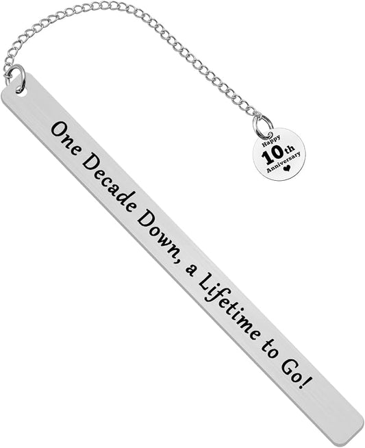 10 Year Anniversary Bookmark Gifts for Women Men Ten Tenth Anniversary Bookmark for Him Her Couple 10th Wedding Anniversary Marriage Presents for Wife Husband
