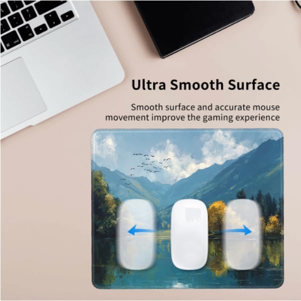 Voltique Mouse Pad Small Desk Mat, Scenery and Mountains Computer Mousepad with Stitched Edges Non-Slip, Keyboard Mouse Pad for Desktop Office Desk Accessories