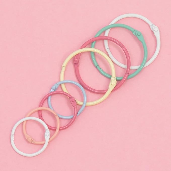 Craftelier - Set of 6 Metal Binding Rings for Scrapbooking, Card Making and Other Craft Projects | Rings for Photo Albums, Notebooks or Diaries | Size Ø 30 mm - White Colour