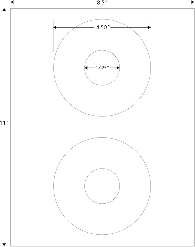 CD/DVD Label Full Face | Qty 500 Disc, 1000 Spine | 250 Sheets Total | Permanent White Matte | Inkjet & Laser Compatible | 5824 Template | Easy to Peel | Made in USA | Blank Label