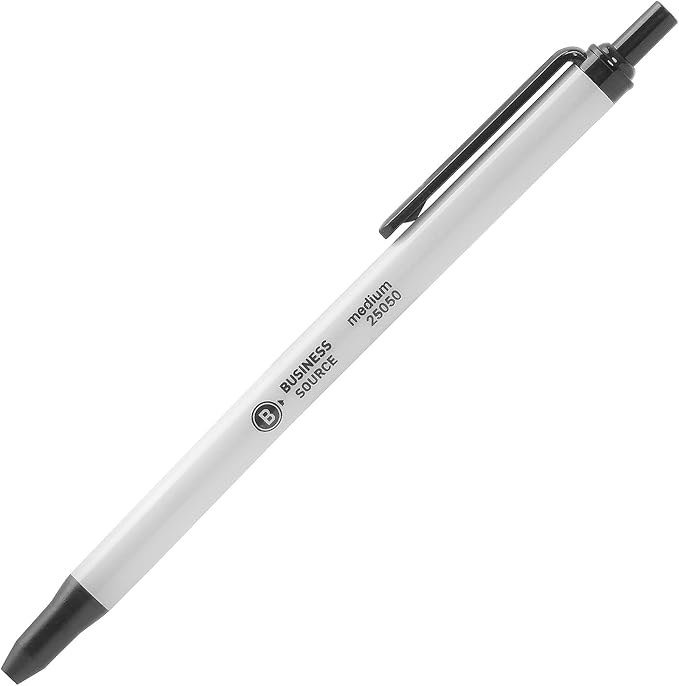 Business Source Writing Correction Ballpoint Pen, Black Ink (25050) 12 Count (Pack of 1)