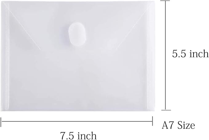 5x7 Small Plastic Envelopes Receipt Check Storage File Holder Case 36 Pack Hook & Loop Closure (clear-36 Pack)