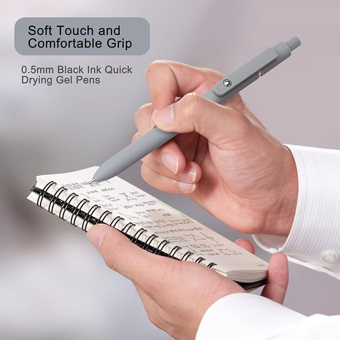 GACHUGOODS - Morandi 5pcs Aesthetic Gel Pens Quick Dry Ink Fine Point Premium Retractable Rolling Ball Black Ink Smooth Writing for School Office Home School Supplies Gifts for Women