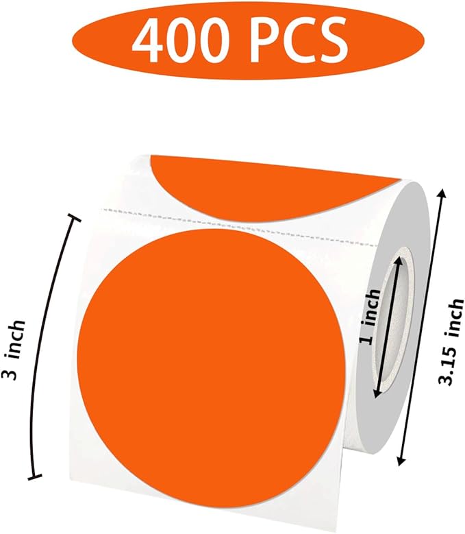 STARLIBOO Thermal Labels 3 inch, Round Thermal Printer Labels, Circle Direct Thermal Stickers for DIY Logo Design, Shipping, Name Tag, Compatible with Rollo&MUNBYN- Orange