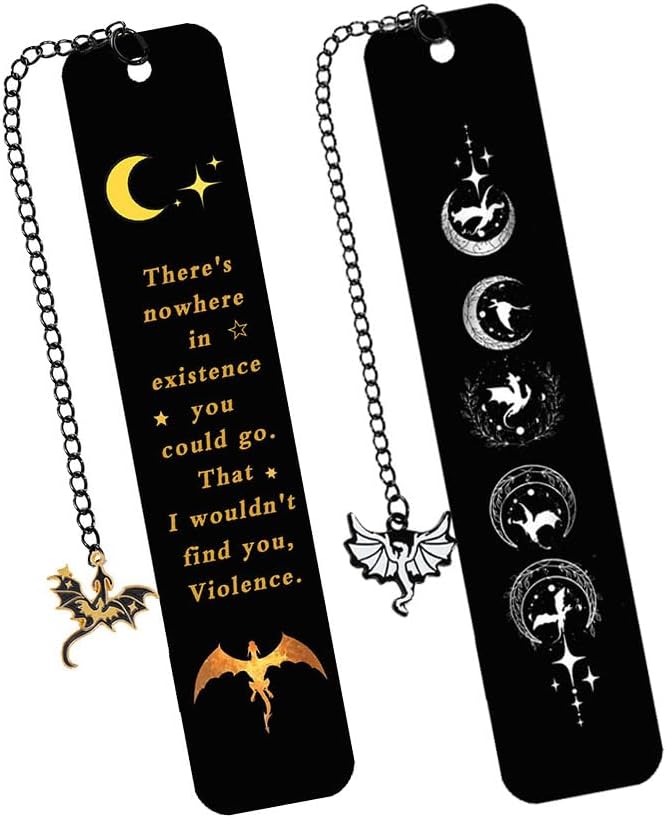 Fantasy Dragon Bookmark Set 2.0,Fourth Wing Metal Bookmarks,Cool Book Mark for Book Lovers Writers Readers Teens Men Women Adults (Black Dragon)