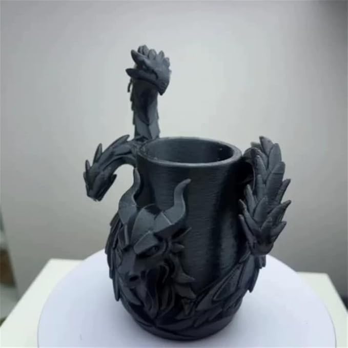 Mamarmot Gothic Three-Headed Dragon Makeup Brush Cup Storage Organizer, 3D Printed Cool Design, Office Supplies Desk Base, Desktop Decorative Holder for Men Women Gift (Three-Headed Dragon)