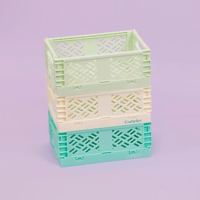 Craftelier - Box for Organisation and Storage of Craft Materials | Foldable and Stackable Design | Small Size - Open Box Measures 13,5 x 9,5 x 9,5 x 5,5 cm - Colour White