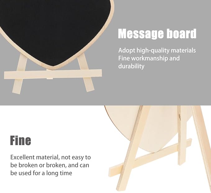 Scicalife Heart Shaped Chalkboard Easel Sign Small Vertical Blackboard with Stand Mini Writing Board for Wedding Party Message Memo