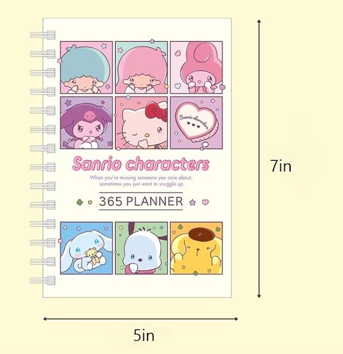 Generic New Version Cute Kitty Melody Friends 365 Daily Planner, 5 x 7 inches, Hard Cover (Ivory)
