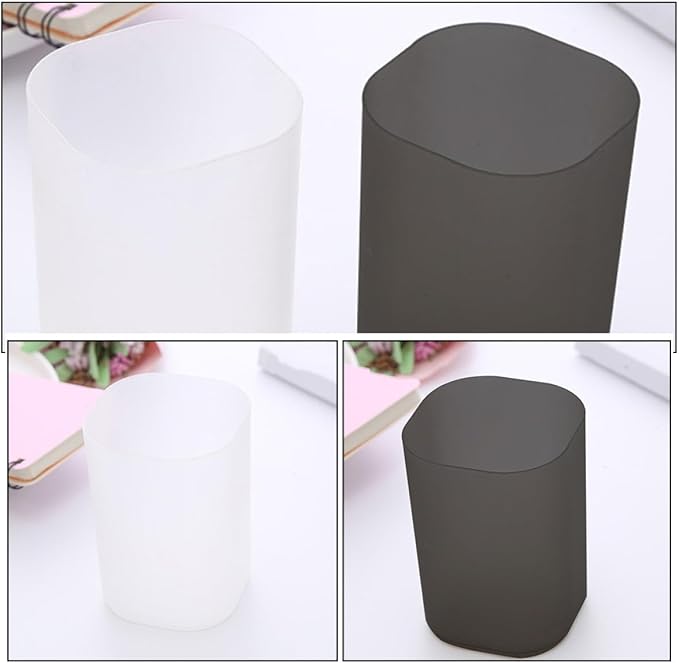 2pcs Frosted Pen Holder and Pencil Organizer Desk Bucket Set, Plastic Cylinder Stationery Container for Office Desktop Storage and Workspace Accessories