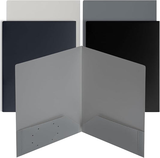 Mr. Pen- Plastic Folders with Pockets, 5 pcs, Aesthetic File Folder with Business Card Slot, 2-Pocket Folder, Back to School, Office, Filing Supplies