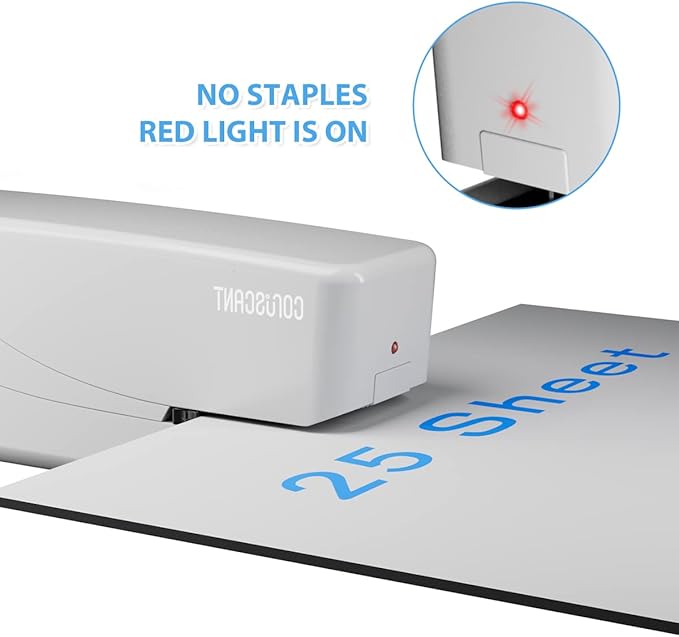 Coruscant Electric Stapler, Automatic Stapler, Heavy Duty，25 Sheet, Store 210 Staples，Includes 2000 Staples and 1 Staple Remover. Electric Desktop AC or Battery Powered for Home/Office Use