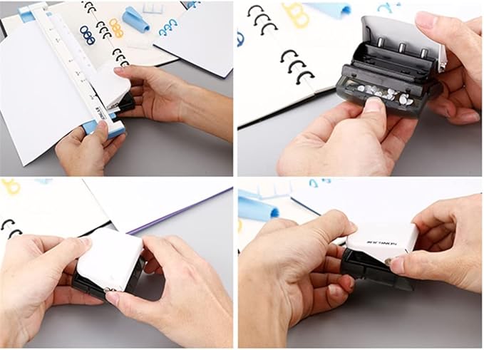 3/6/9 Hole Punch Handheld Metal Hole Punch Capacity 6mm for A4 A5 B5 for Notebook Scrapbook Journal Binding(Black)