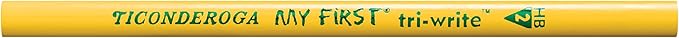 Ticonderoga My First Tri-Write Wood-Cased Pencils, Unsharpened, 2 HB Soft, Without Erasers, Yellow, 36 Count