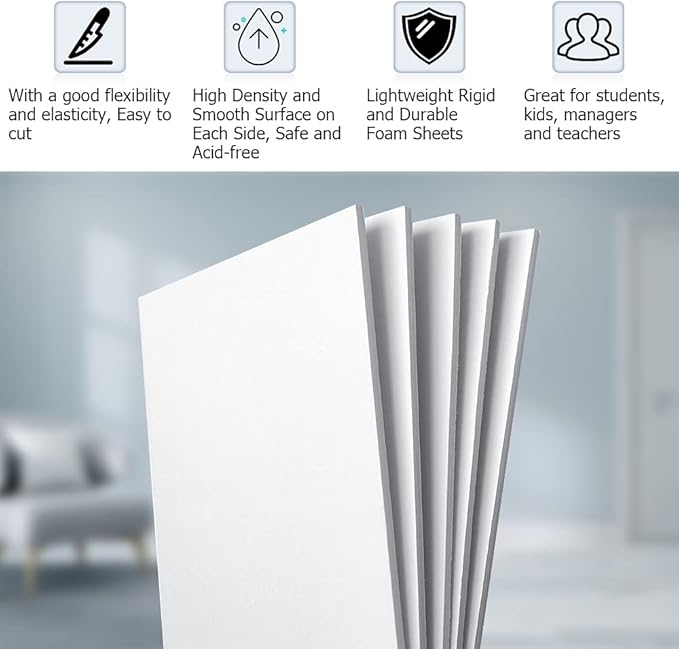 16Pcs 16.5" x 11.75" White Foam Board 3/16" Thickness, A3 White Poster Board Foam Core Backing Board for Projects, White Mat Boards for Art Presentations Crafts Display