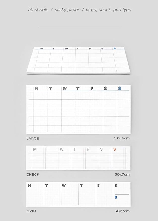 JSTORY Sticky Planner Adhesive Paper Note Columnar Scheduler Organizer To-do One Size Large White