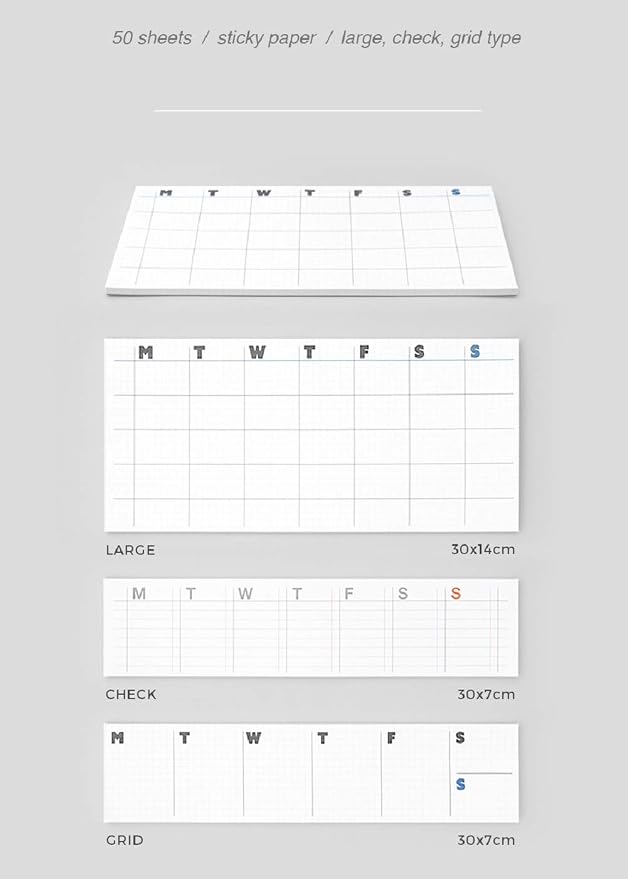 JSTORY Sticky Planner Adhesive Paper Note Columnar Scheduler Organizer to-do One Size Weekly White