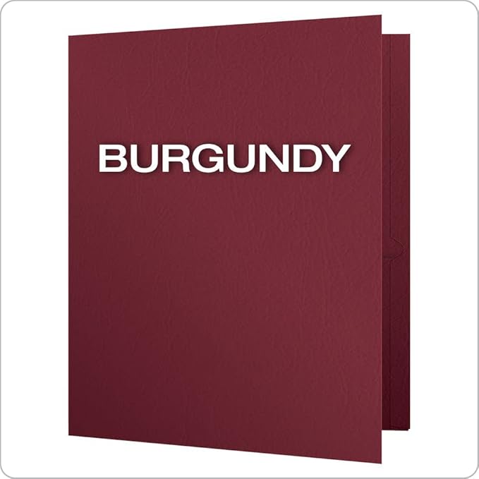 Oxford Two Pocket Folders,Textured Paper,Burgundy,for School,Home,and Office,Letter Size,25 Per Box (57557),(Pack of 5)