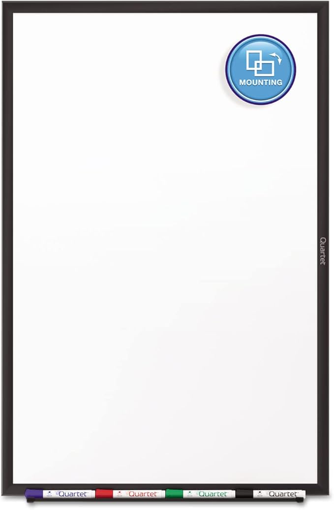 Quartet Dry Erase White Board 48"W x 36"H Non-Magnetic Whiteboard, Total Erase, Black Aluminum Frame (S535B)