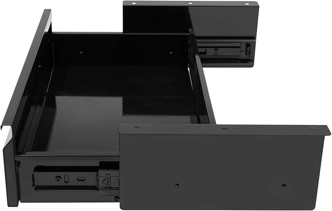 16 Inch Under Desk Mounted Sliding Pull-out Drawer Storage for Sit Stand Workstation Office(Applicable Table Thickness: 0.79in) Black
