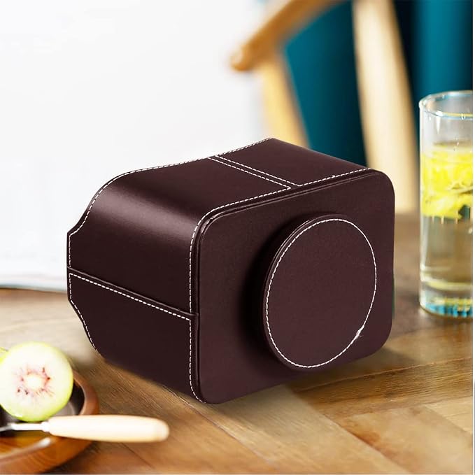 360° Rotating Remote Control Holder, PU Leather TV Remote Caddy Organizer Basket Storage Box with 5 Compartments for Pen, Pencil, Art Supplies, Makeup Brush, Office Desk Table Accessories