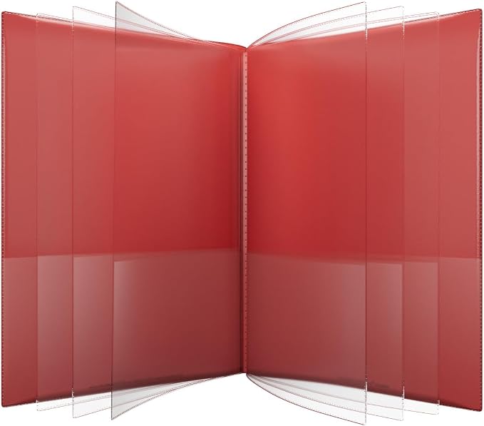 Nicky's® Multi Pocket Organizer, 10 or 14 Page Folder, Water Resistant, Patented Tear-Resistant, Flexible Plastic, Proudly Made in USA, Binder Substitute. (14-in-1 Red)