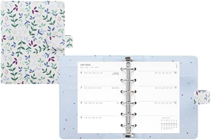 Filofax Garden Organizer, Pocket Size, Sunrise - Leather-Look, Gold Foil Accents, Six Rings, Week-to-View Calendar Diary, Multilingual, 2025 (C028712-25)