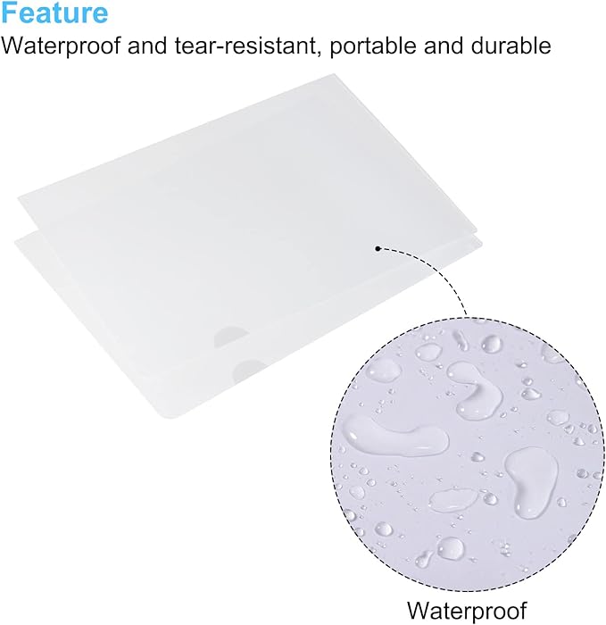 PATIKIL L Type Folders 12 Pack A4 Plastic File Project Pockets Clear Paper Document Jacket Sleeve for Office, Transparent