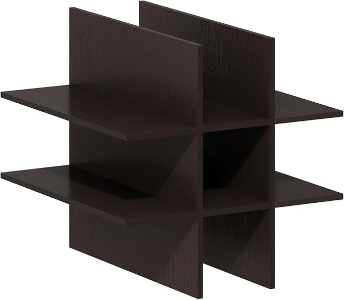 Furinno Cubicle Cube Insert, 9-Compartment Cube Organizer, 13.3W x 13.4H Insert Shelf for Extra Thick Series, for Organizers and Storage, Black Dark Oak (Does not fit IKEA Kallax Shelving)