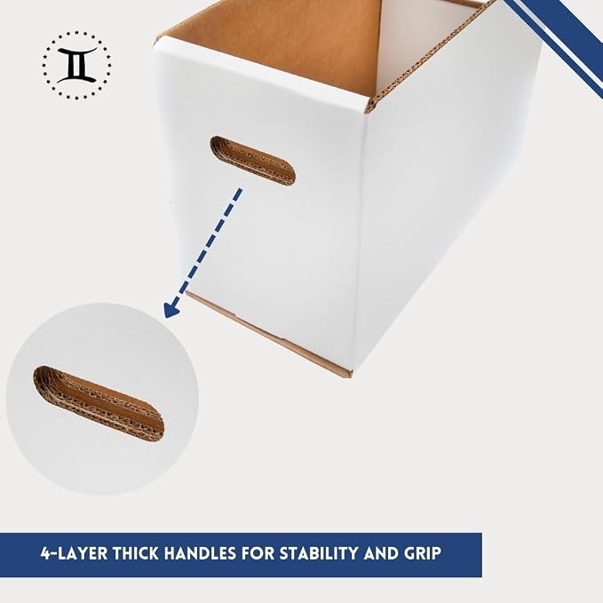 Thick-Grip Comic Book Storage Box — USA-Made, Holds 130-170 Comics, 250 LBs Strength Tested, No Glued Seams, Acid-free — Versatile Gemini Comic Book Box/Bin (1 Box with Lid + 50 Cardboard Dividers)