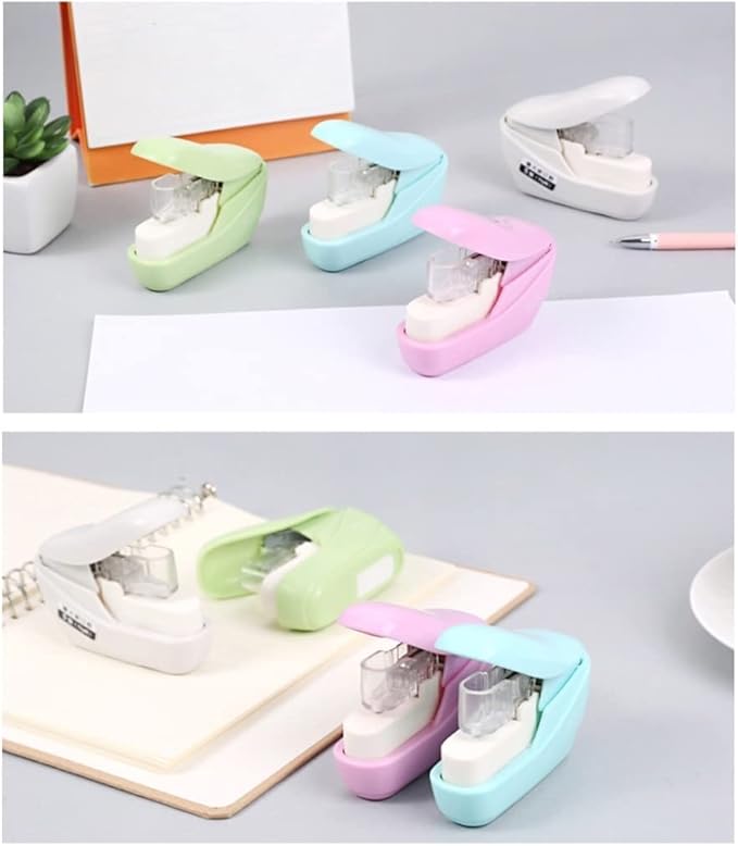Desk Stapler Needle-Free Stapler Portable Small Stapler Desk Accessory Nail 5 Pages Suitable for Student Office Or School Desk School Supplies (Color : B)