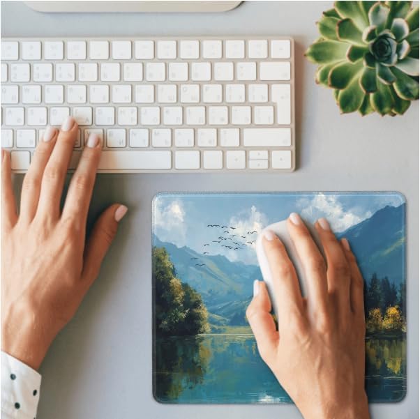 Voltique Mouse Pad Small Desk Mat, Scenery and Mountains Computer Mousepad with Stitched Edges Non-Slip, Keyboard Mouse Pad for Desktop Office Desk Accessories