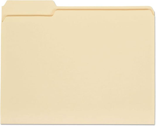 Universal 12121 File Folders, 1/3 Cut First Position, One-Ply Top Tab, Letter, Manila (Box of 100)