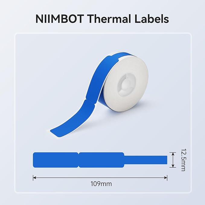 NIIMBOT Blue Cable Labels Maker Tape for D11/D110/D101 Label Maker, 0.49'' x 4.29''(12.5mm x 109mm), Thermal Label Tape for Home Office Labeling Tape Replacement