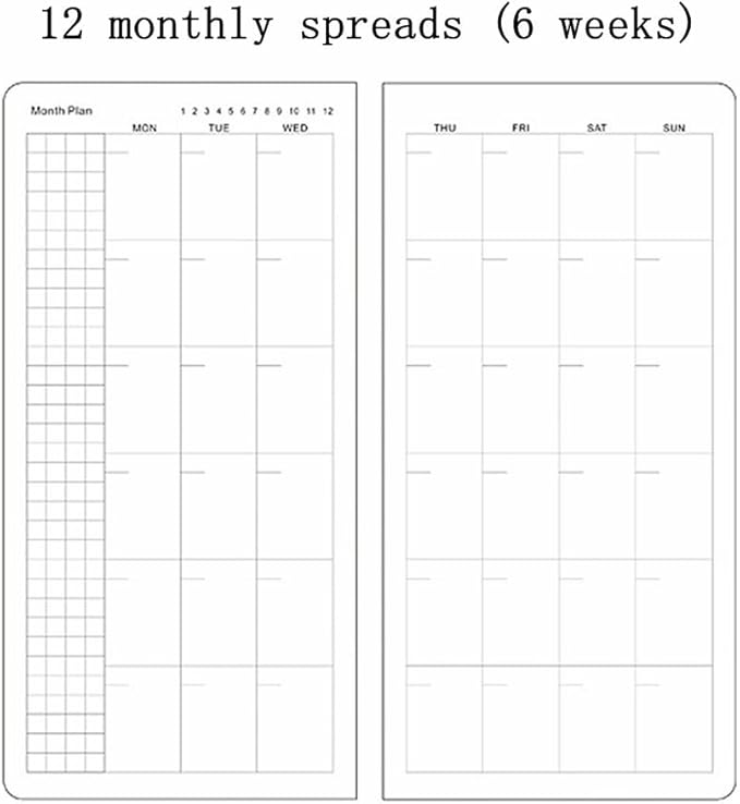 A6 Weekly Planner Undated Weeks Portable Size Organizer Appointment PU Leather Journal Pocket Notebook (Red)