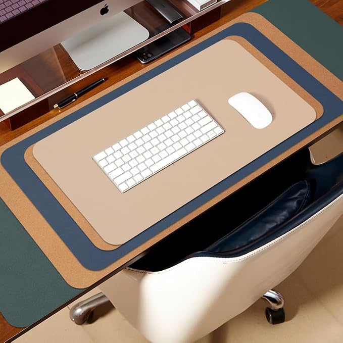 Cork Desk Mat - Small Dual-Sided Desk Pad for Office and Home - Desk Organization and Accessories - Ideal for Large Mouse Pad and Small Desk Mats on Top of Desks(Apricot,23.6"x 13.8")