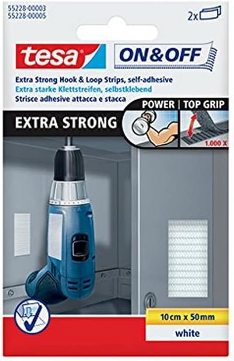 tesa UK On and Off Hook and Loop Extra Strong Strips - White