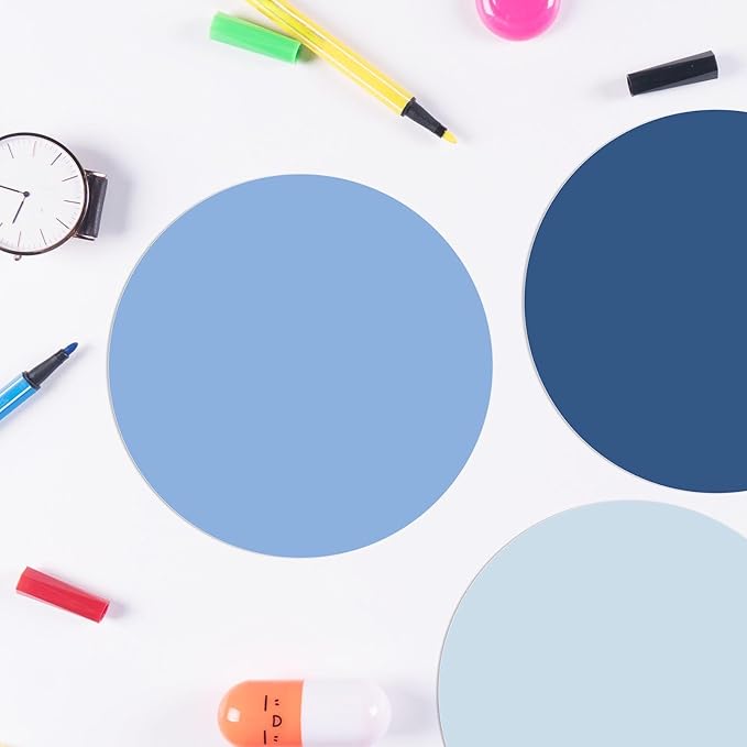 Lincia 24 Pack Colorful Erase Dots Circles 10.5 Inch Removable Vinyl Spot Dry Erase Desktop Writing Spots Set for 100th Day of School Classroom Table Teacher Students Home Desk Wall (Blue Colors)