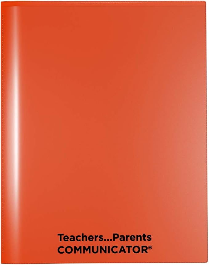 Nicky's Folder® English Communicator, Parent-Teacher Folder, Patented Tear-Resistant, Flexible Plastic, 2 Inside Pockets, 2 Exterior Sleeves, Letter Size Paper, Single Color (24 Pack) (Orange)