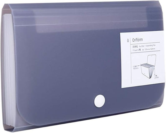 Expanding File Folder, Subdivision Accordion File Folder Mini Organizer PP Wallet for Cards,Coupons,Receipt,Tax Item or Changes,7x4.5 Inches,12 Pockets with Tabs and Check Case(Gray)