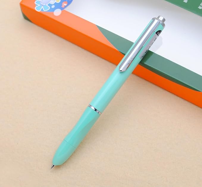 OASO K016 Retractable Fountain Pen Set 0.5mm with 4pcs Blue Ink Cartridges Smooth Writing for School Students (Seaweed Green)