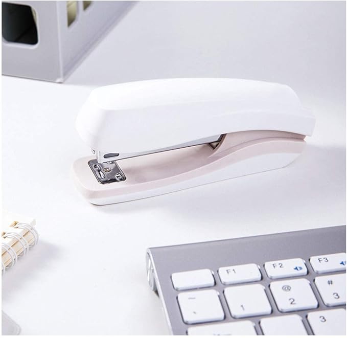 Liudan Mini Student Stapler, White Stapler Container, 20-Sided Capacity, Hand Space-Saving Stapler, Suitable for School, Office, Office Stapler
