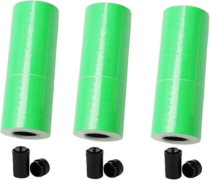 MX-6600 Price Labels | 2 Line White Blank Price and Date Gun Labels with 3 Ink Rolls | 30 Rolls / 15000 Fits MX-6600,MX-6602, YH-689 Guns (Without Gun) (3 Green + 3 Ink Rolls)