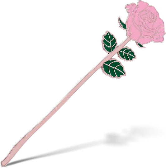 Bewudy Red Rose Bookmark Gift, Metal Book Page Holder for Reading Lovers, Teacher Appreciation Gifts Valentine Mother's Day Christmas Birthday Gift for Women Book Lovers (Pink Rose)